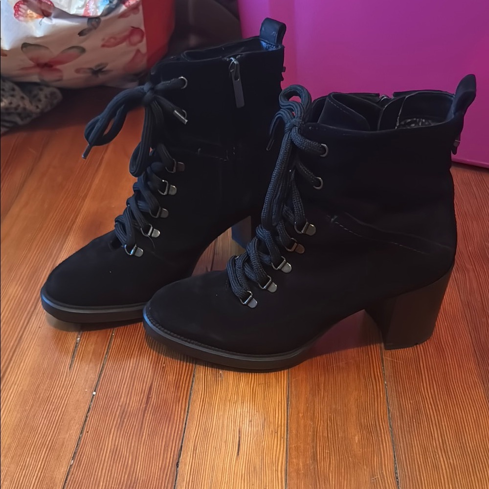 Black Lace-Up Ankle Boots